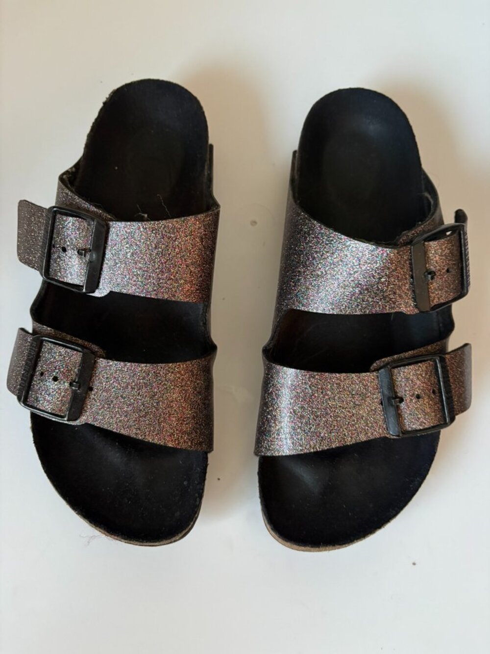 Birkenstock Black and Multicolor Glitter Arizona Sandals